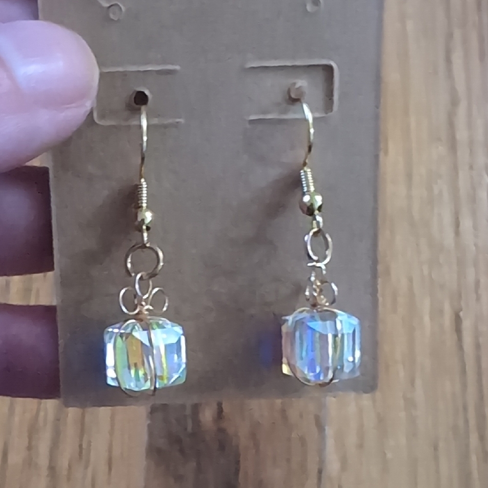 Gold and Iridescent Present Earrings